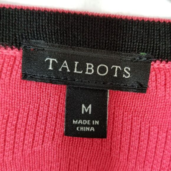 Talbots Women Cotton Blend Cardigan Sweater Size M Pink  Button Up - Picture 5 of 6